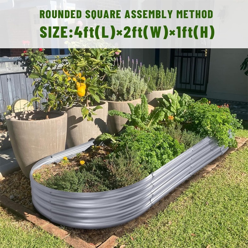 Galvanized Metal Raised Garden Bed detail view